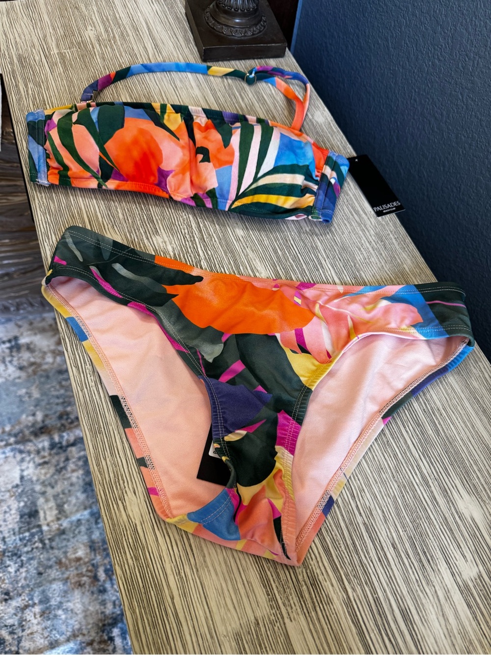 🆕 Palisades Beach Club Vibrant Tropical Bandeau Bikini Set